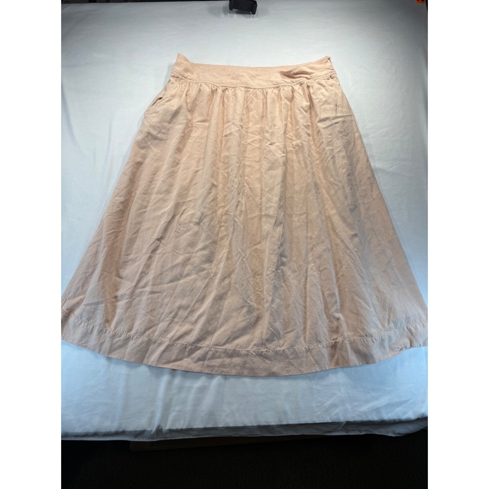 Gap Womens Size 20 Peach Pink Linen Blend Midi Skirt A-Line Pockets Casual Slub